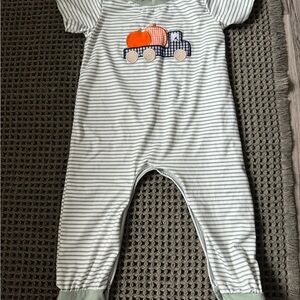 Striped Kids One Piece with Truck Design